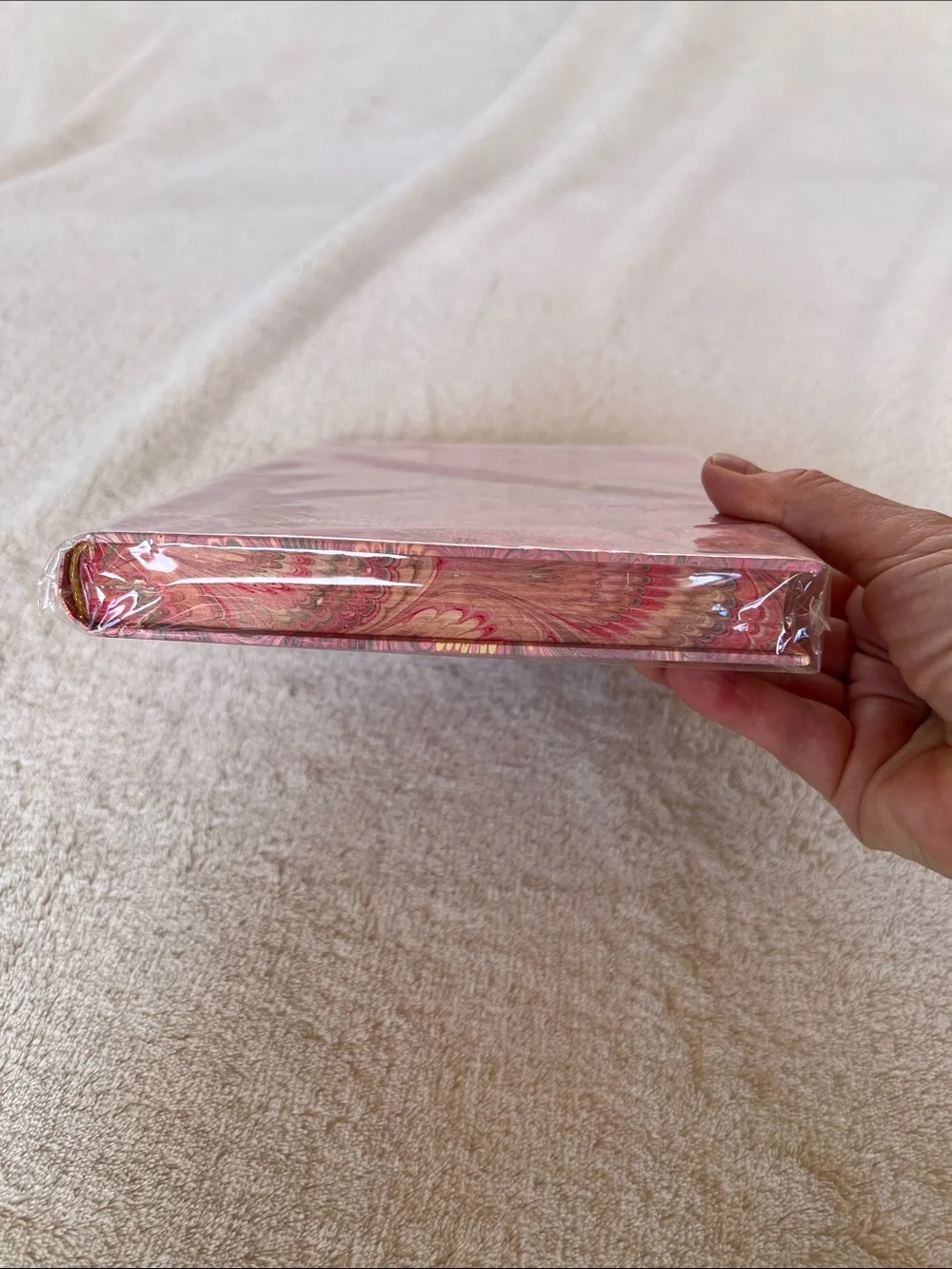 IL PAPIRO ITALIAN HANDMADE JOURNAL BOOK UNUSED PINK PEACOCK SWIRL